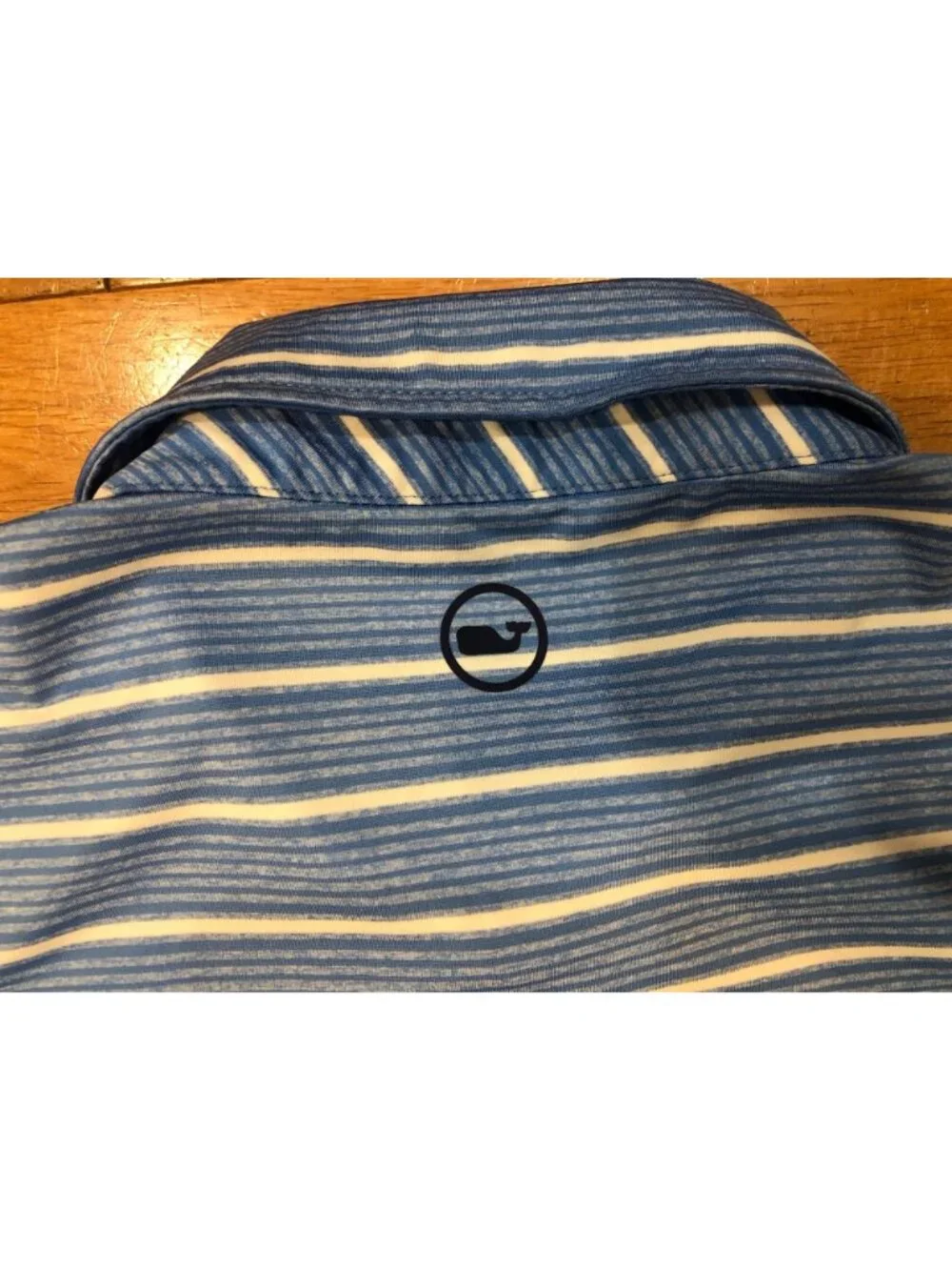 Vineyard Vines Performance Short Sleeve Golf Shirt Blue & White Stripe - Size L